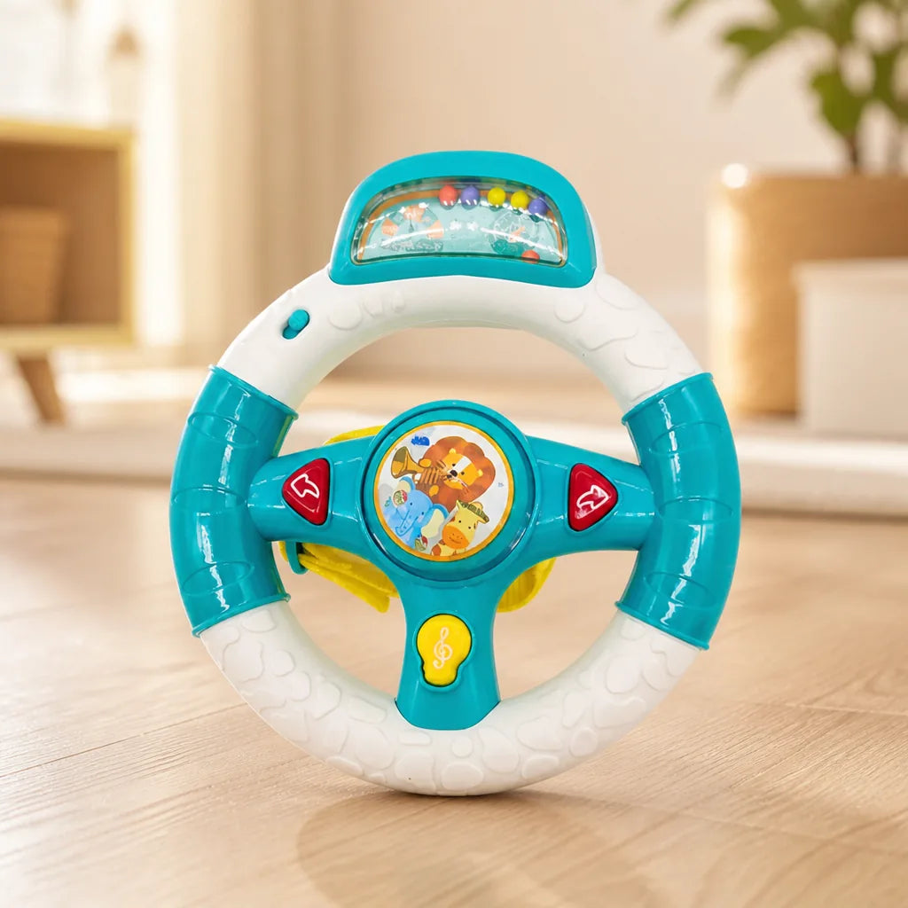 Steering Wheel Toy Interactive Lights & Sounds Pram Attachment