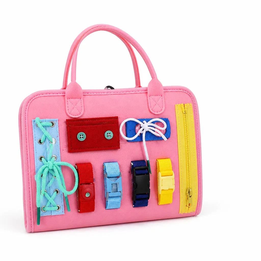 Travel-Friendly Toddler Busy Board With Zippers, Buckles & Laces (7-in-1)