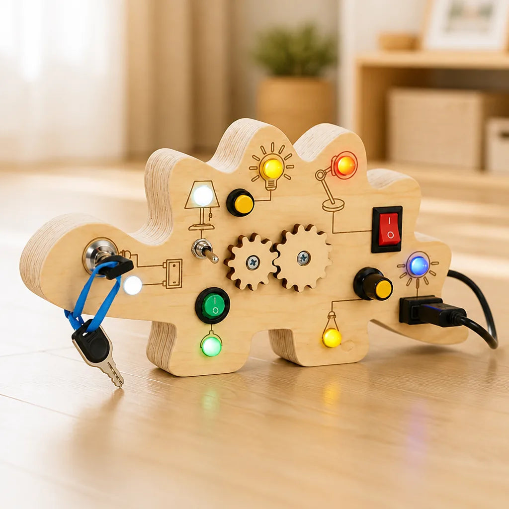 Wooden Activity Board Lights Switches & Gears
