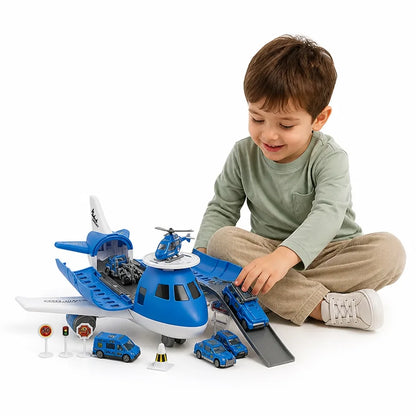 Airplane Playset Transformable Battery-Free Cars & Helicopter