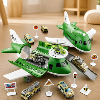 Airplane Playset Transformable Battery-Free Cars & Helicopter