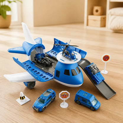Airplane Playset Transformable Battery-Free Cars & Helicopter