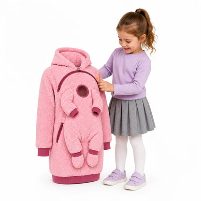 Babywearing Hoodie Teddy Fleece Roomy Front Panel Zipper Pockets