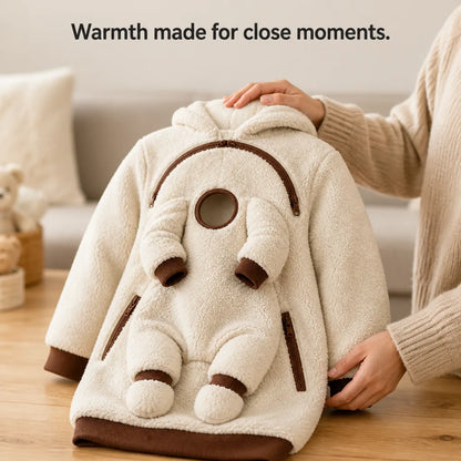 Babywearing Hoodie Teddy Fleece Roomy Front Panel Zipper Pockets