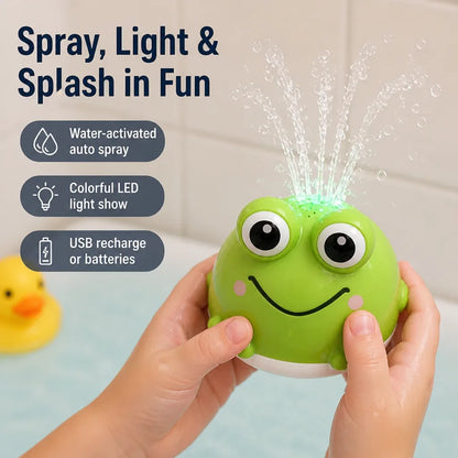 Bath Toy Automatic Water-Sensor Spray Light-Up Frog
