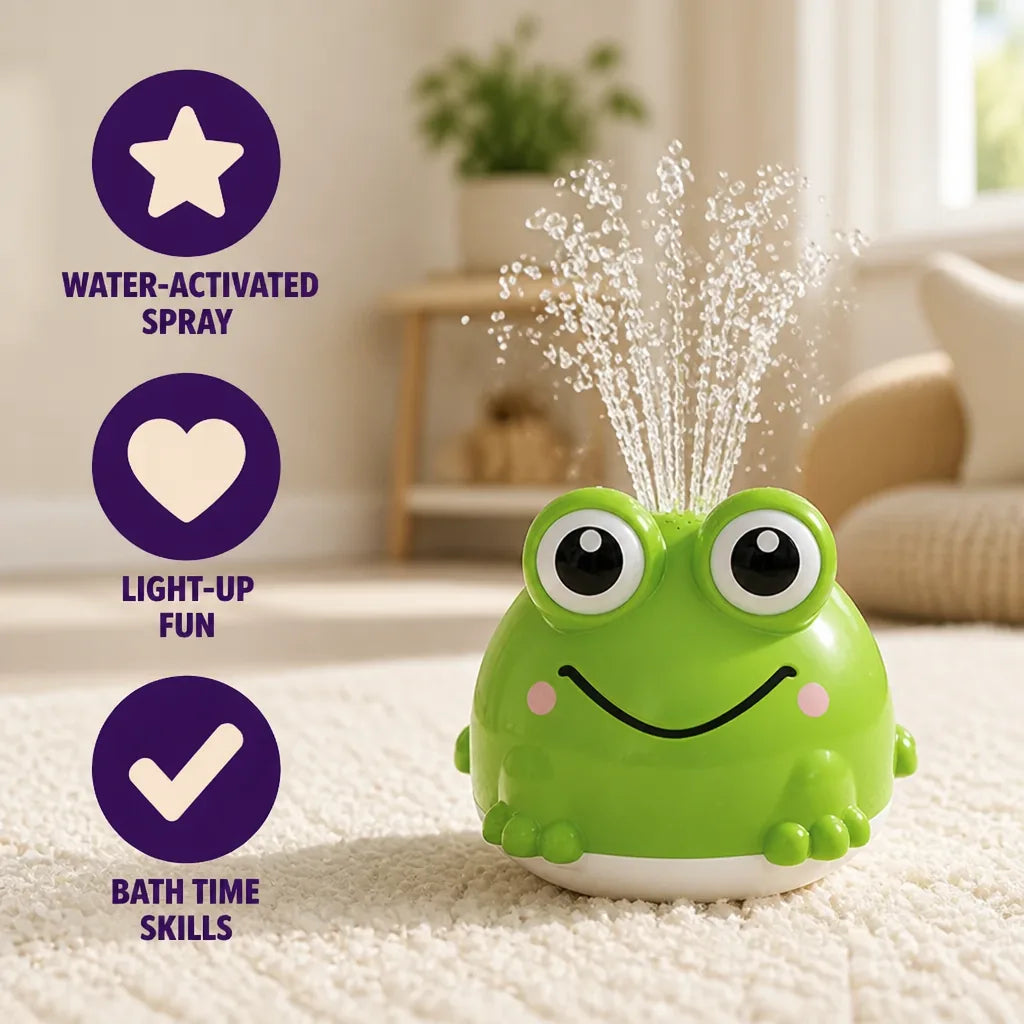Bath Toy Automatic Water-Sensor Spray Light-Up Frog