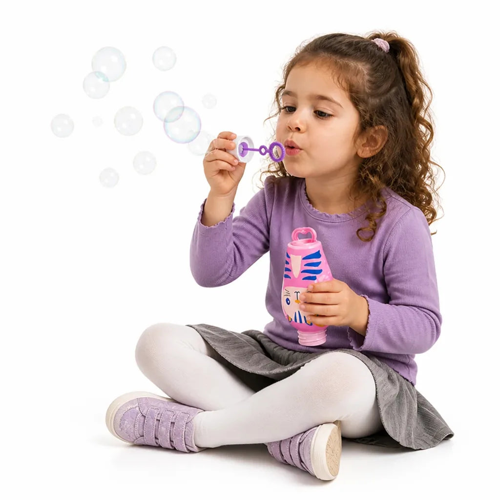 Bubble Blower Toy Spill-Resistant With Integrated Wand