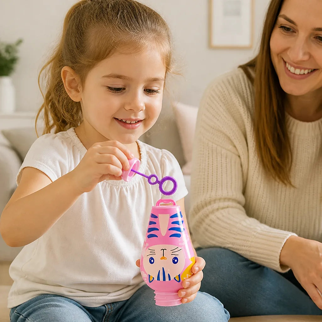 Bubble Blower Toy Spill-Resistant With Integrated Wand