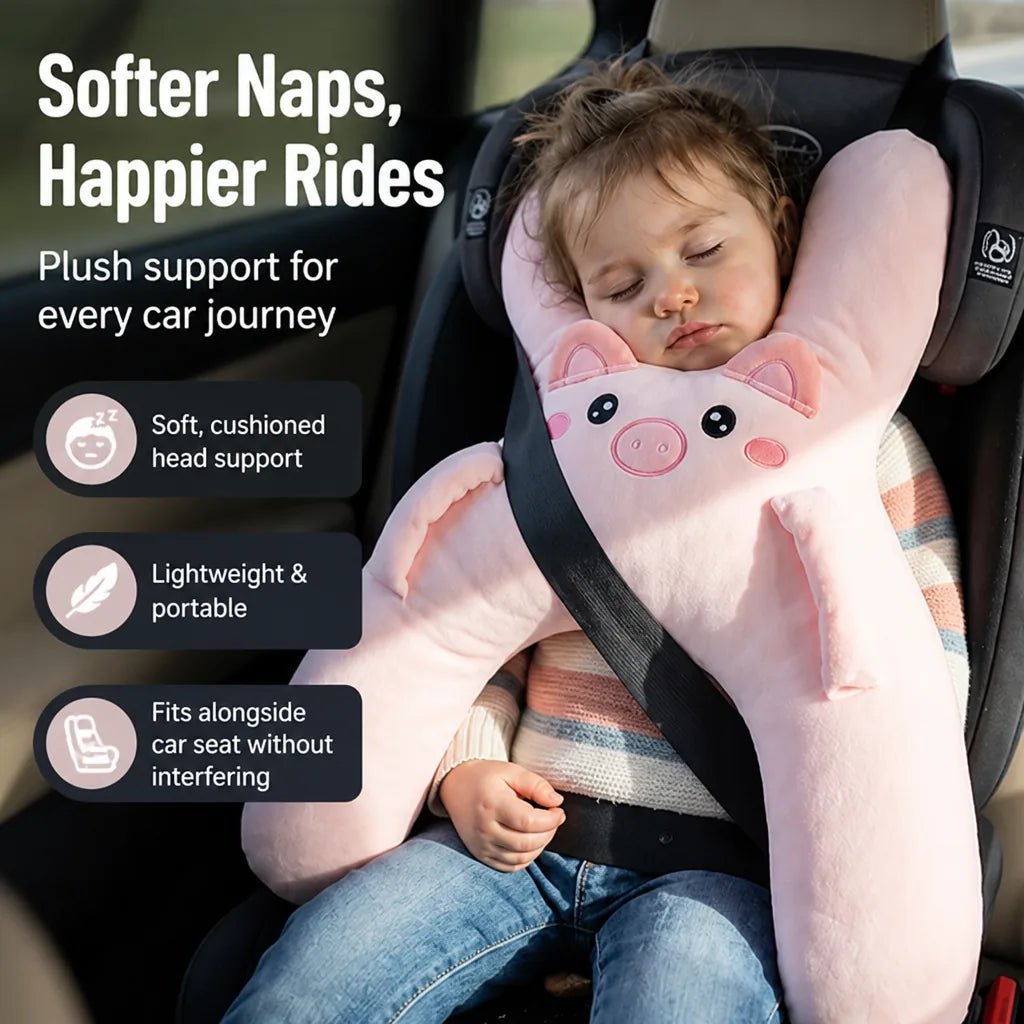Car Seat Head Support Pillow Plush Padded Lightweight