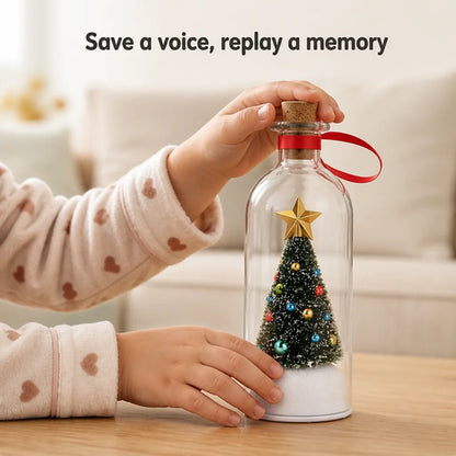 Christmas Keepsake Bottle Recordable 20-Second Playback With Miniature Tree