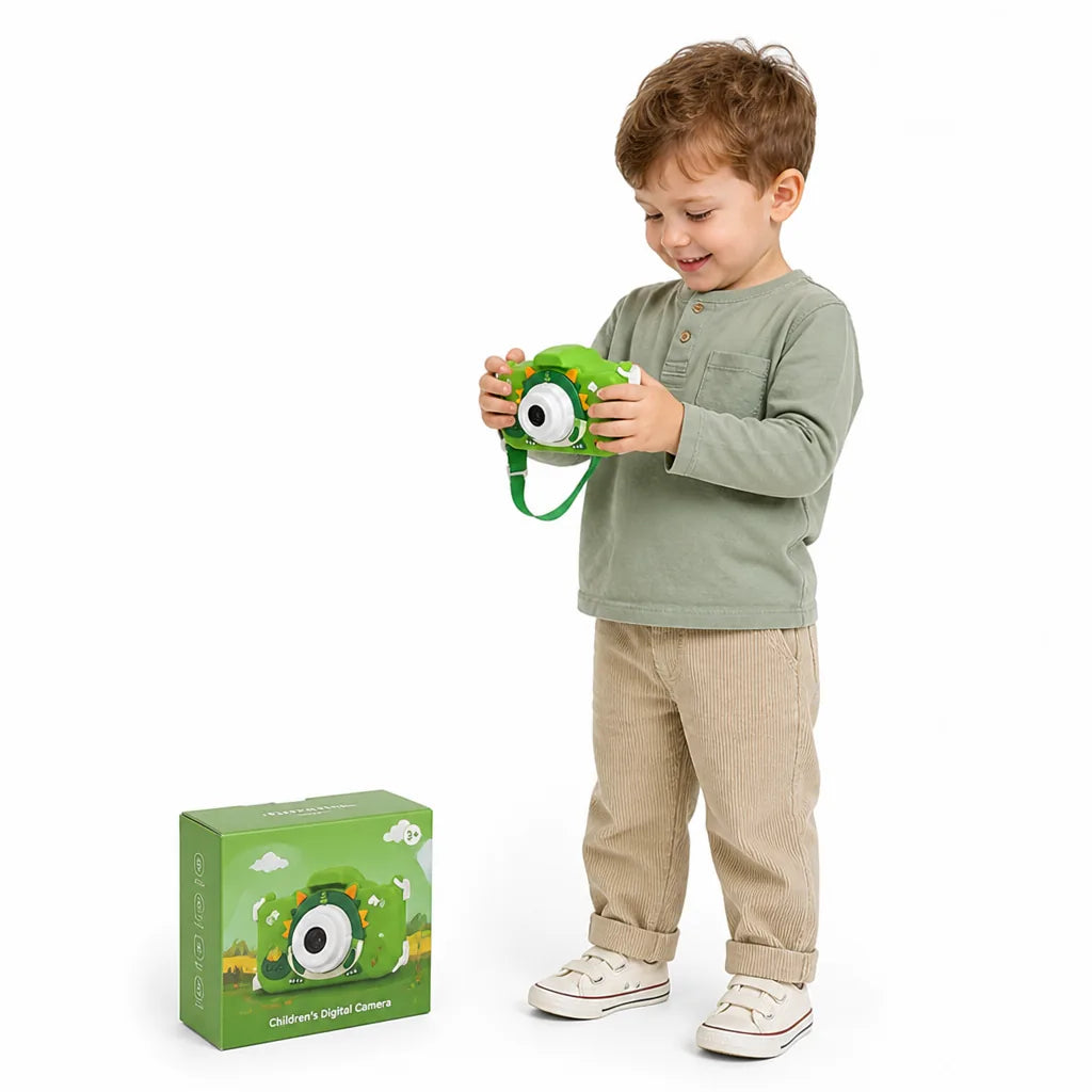Kids Digital Camera Dual Cameras 1080p Video Dinosaur Cover