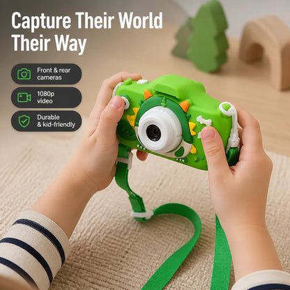 Kids Digital Camera Dual Cameras 1080p Video Dinosaur Cover