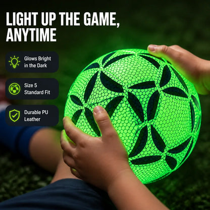 Soccer Ball Glow-In-The-Dark Size 5 Fluorescent PU Leather