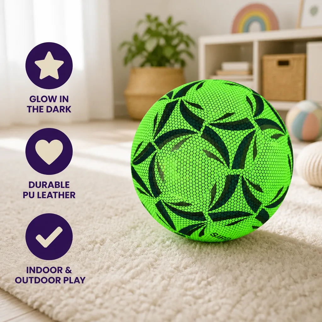 Soccer Ball Glow-In-The-Dark Size 5 Fluorescent PU Leather