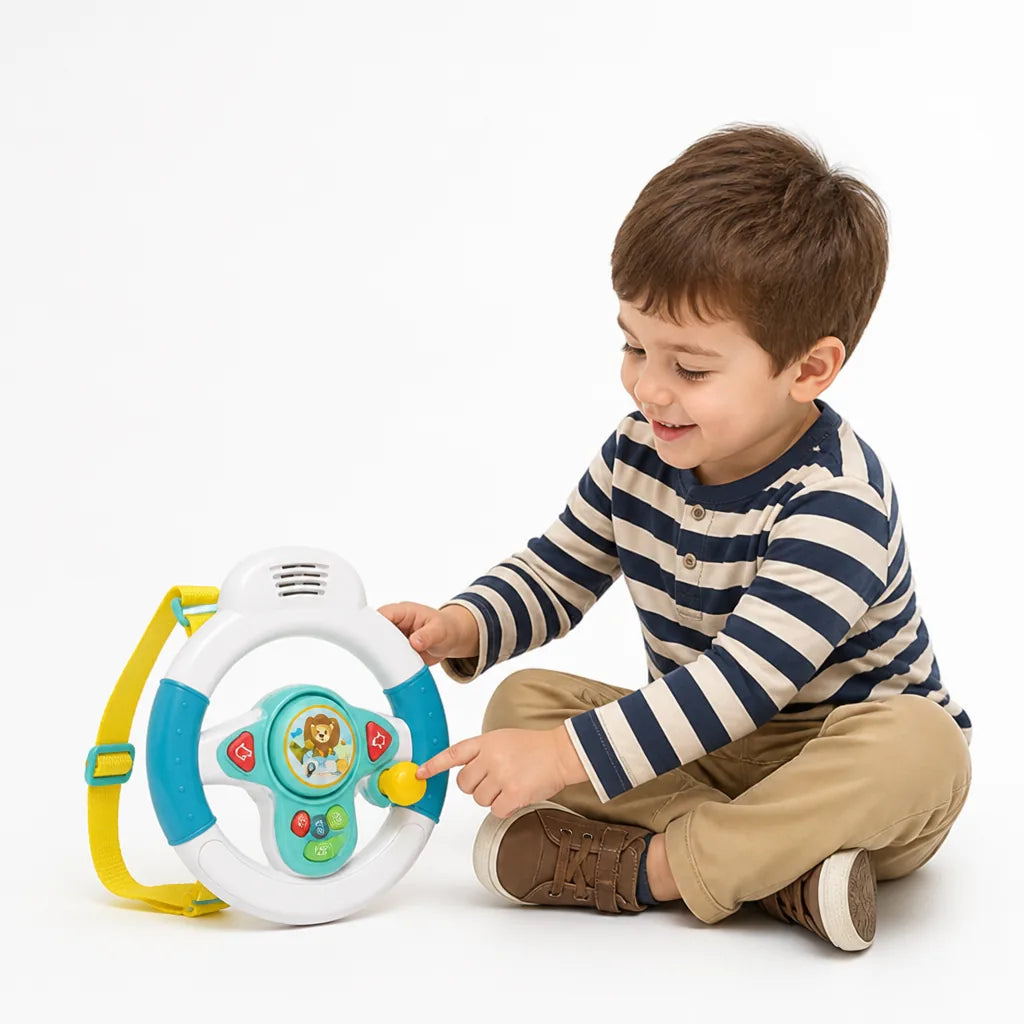 Steering Wheel Toy Interactive Lights & Sounds Pram Attachment