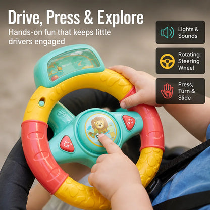 Steering Wheel Toy Interactive Lights & Sounds Pram Attachment