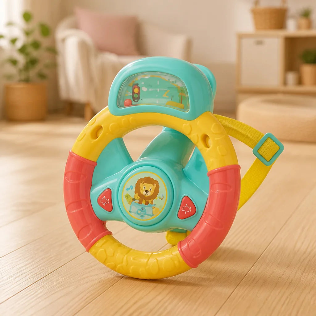 Steering Wheel Toy Interactive Lights & Sounds Pram Attachment