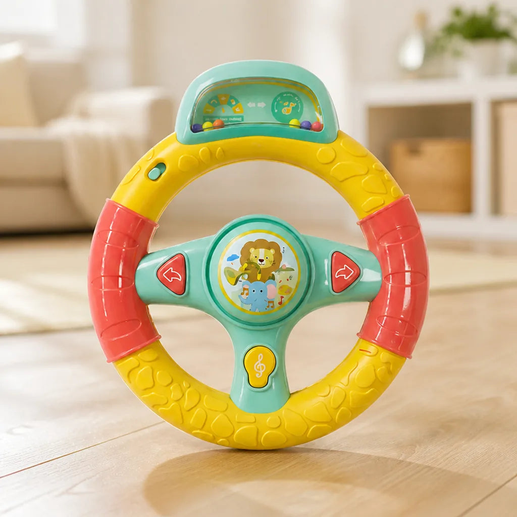 Steering Wheel Toy Interactive Lights & Sounds Pram Attachment