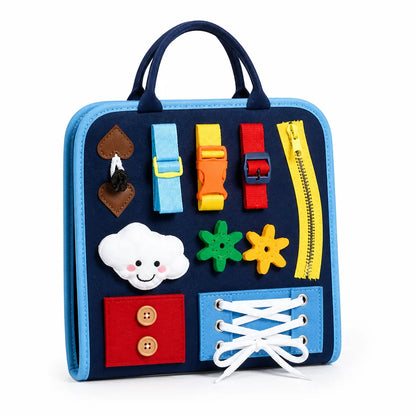 Travel-Friendly Toddler Busy Board With Zippers, Buckles & Laces (7-in-1)