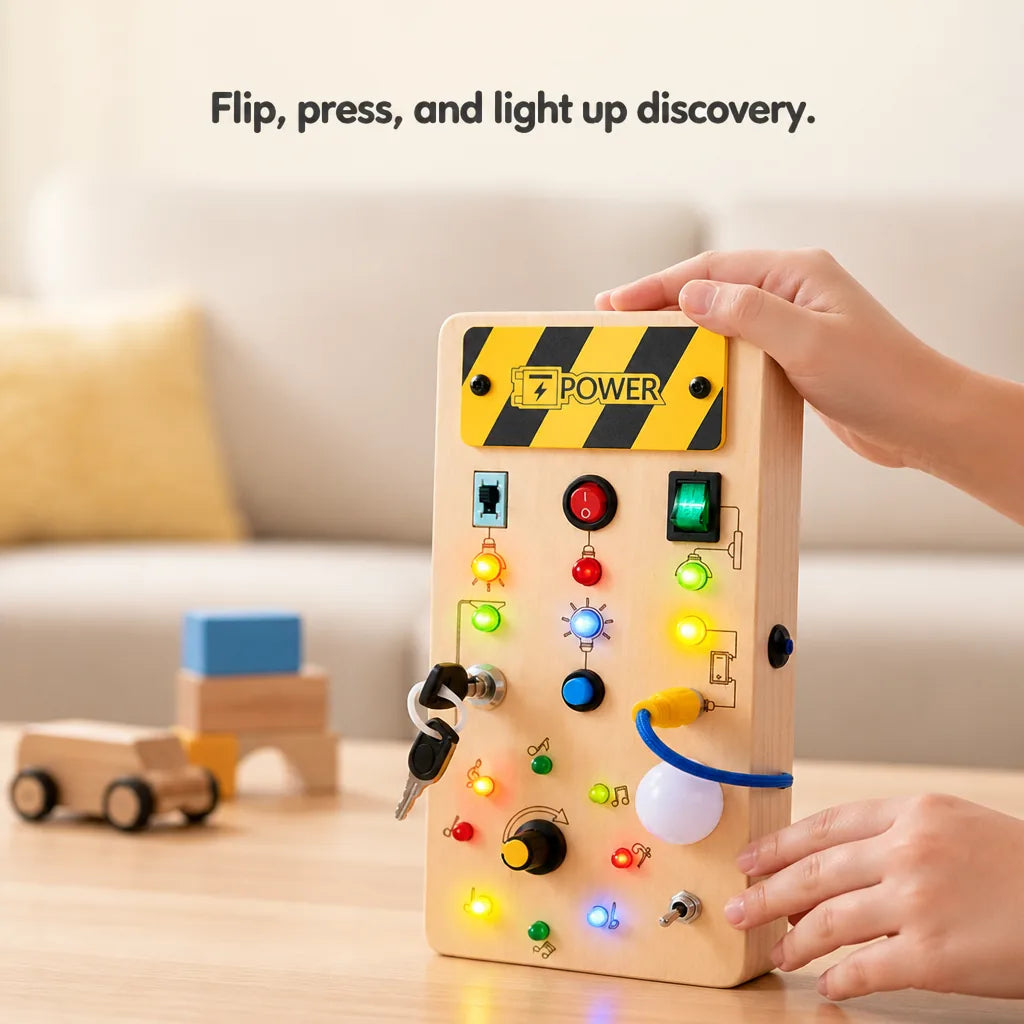 Wooden Activity Board Lights Switches & Gears