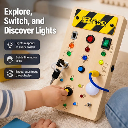 Wooden Activity Board Lights Switches & Gears