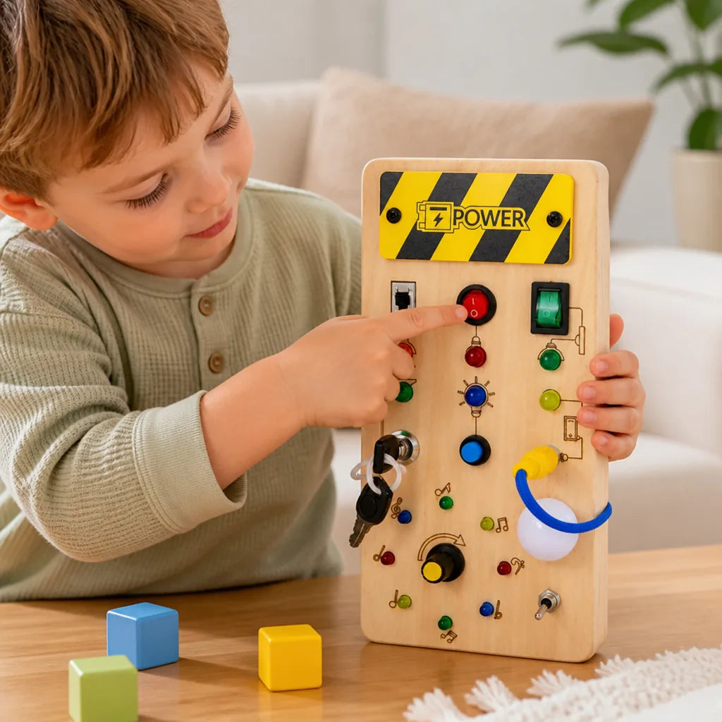 Wooden Activity Board Lights Switches & Gears