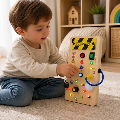 Wooden Lights, Switches & Key Busy Board For Toddlers