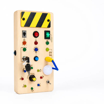 Wooden Lights, Switches & Key Busy Board For Toddlers