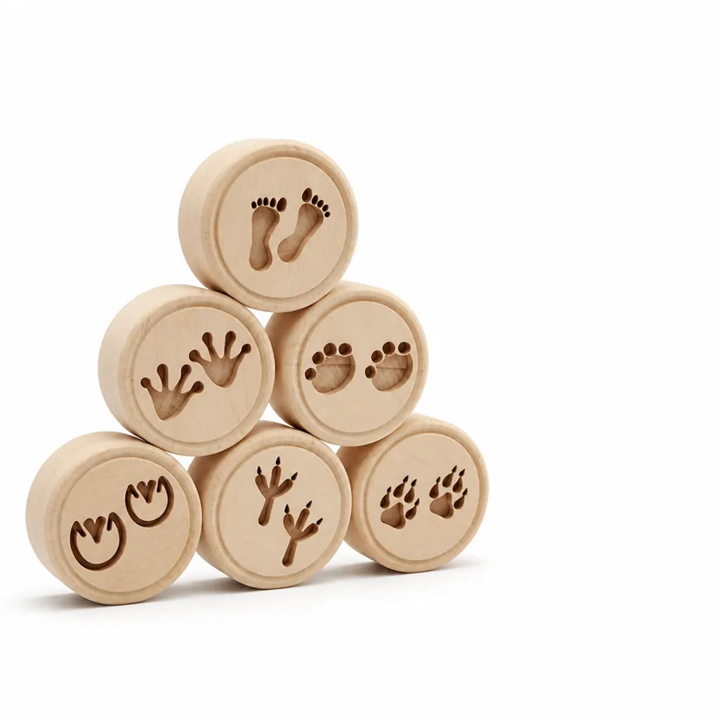 Wooden Montessori-Inspired Kids Clay Stamp Set (Set of 6)
