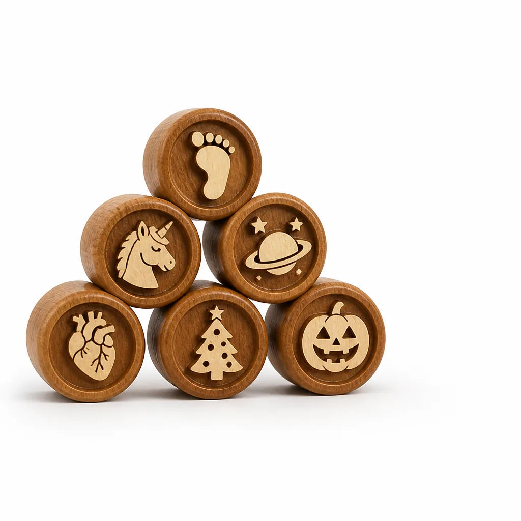 Wooden Montessori-Inspired Kids Clay Stamp Set (Set of 6)