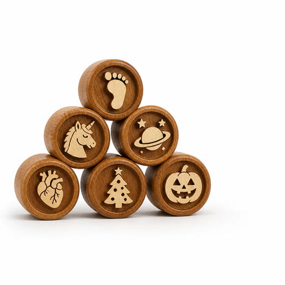 Wooden Montessori-Inspired Kids Clay Stamp Set (Set of 6)