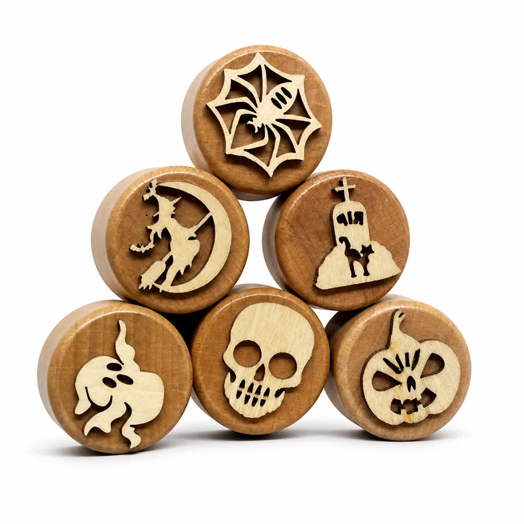 Wooden Montessori-Inspired Kids Clay Stamp Set (Set of 6)